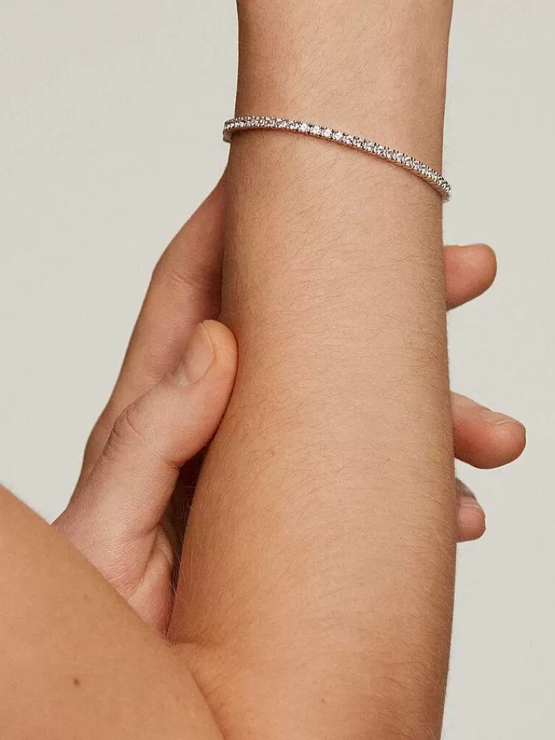 Aristocrazy Brazaletes Y Pulseras Rígidas-Pulsera De Plata 925 Con Topacios Blancos