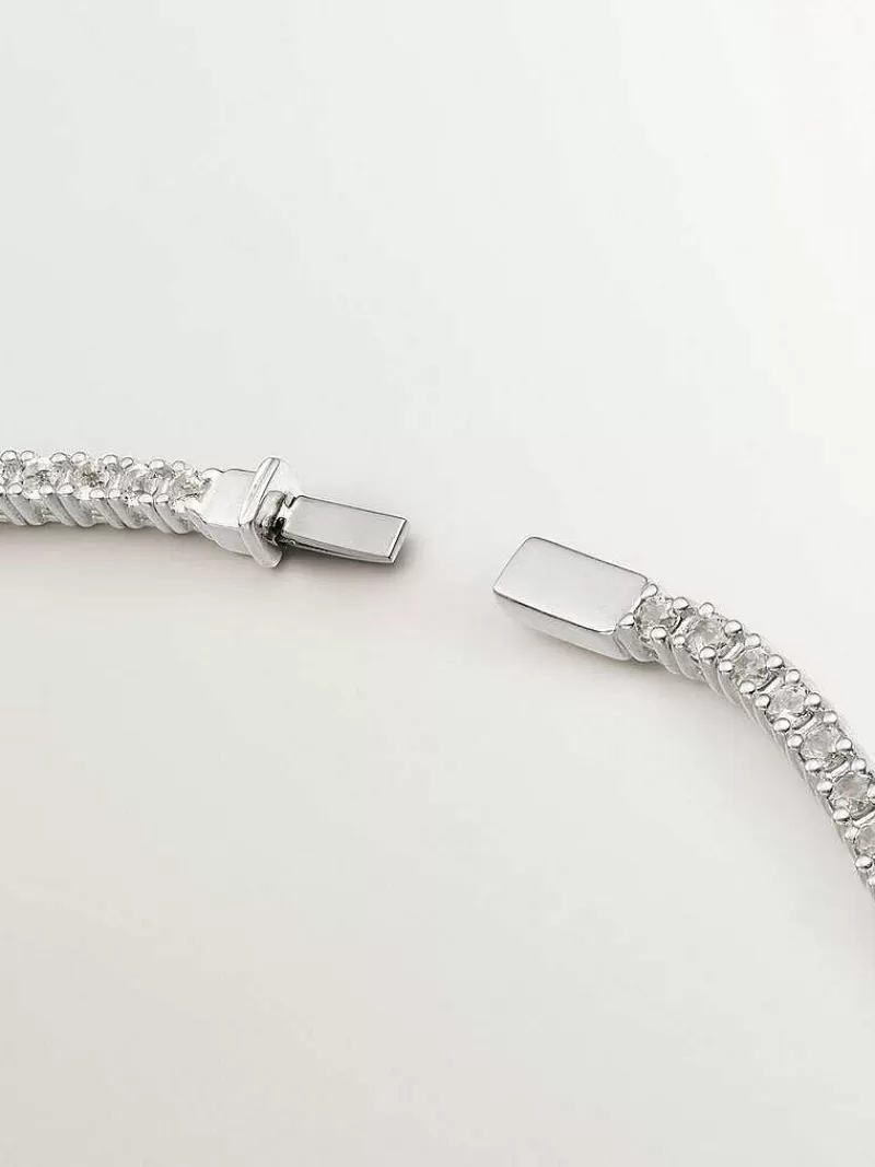 Aristocrazy Brazaletes Y Pulseras Rígidas-Pulsera De Plata 925 Con Topacios Blancos