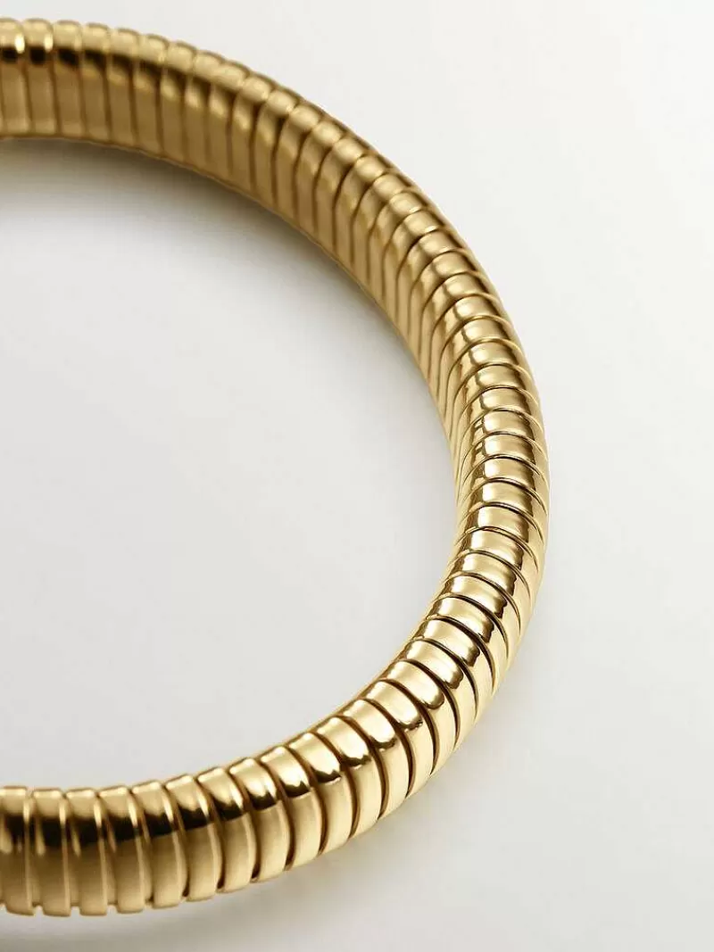 Aristocrazy Brazaletes Y Pulseras Rígidas-Pulsera Tubogas De Plata 925 Banada En Oro Amarillo De 18K